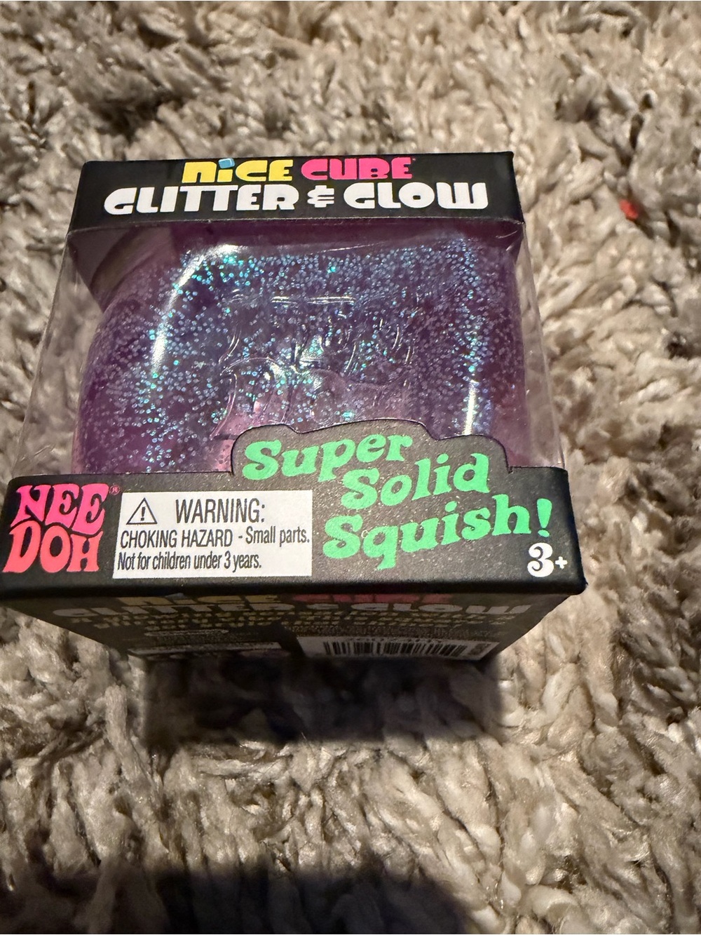 Nee Doh - Nice Cube Glitter & Glow Super Solid Squish - Purple